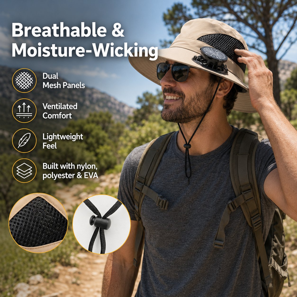 🔥LAST DAY 49% OFF - ☀️ Solar Cooling Fan Hat – Beat The Heat Instantly 🧢❄️ | Hands-Free Turbo Airflow 5000RPM 🌬️