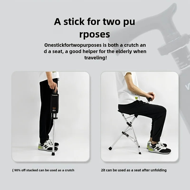 🪑2-in-1✨ Folding Walking Cane Chair – Safe & Portable Seat for Seniors 💖