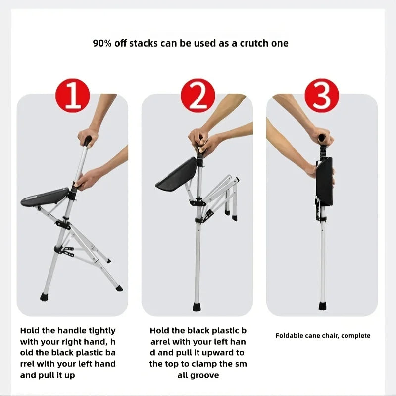 🪑2-in-1✨ Folding Walking Cane Chair – Safe & Portable Seat for Seniors 💖