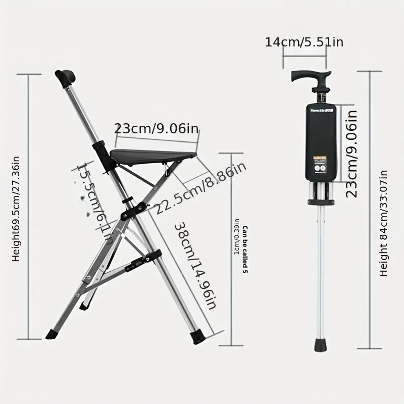 🪑2-in-1✨ Folding Walking Cane Chair – Safe & Portable Seat for Seniors 💖