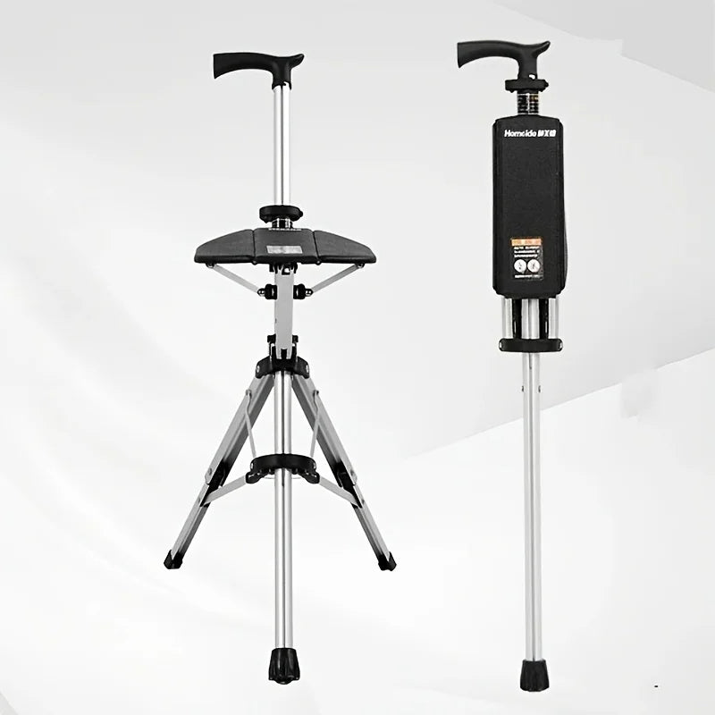 🪑2-in-1✨ Folding Walking Cane Chair – Safe & Portable Seat for Seniors 💖