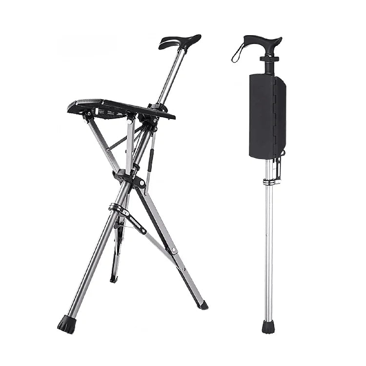 🪑2-in-1✨ Folding Walking Cane Chair – Safe & Portable Seat for Seniors 💖