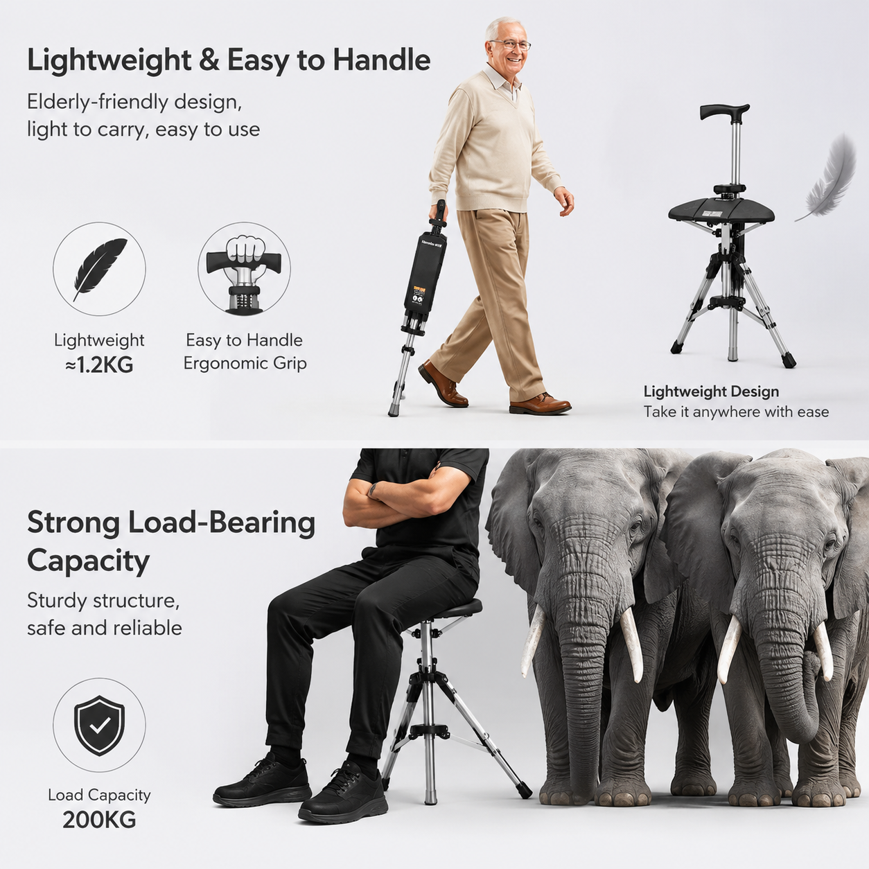 Final Day: 🪑2-in-1✨ Folding Walking Cane Chair – Safe & Portable Seat for Seniors 💖-last 3 hours