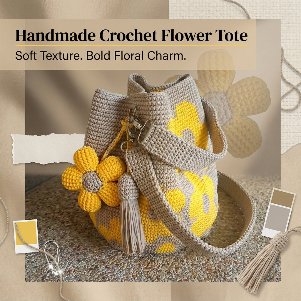 🏆Last Day Promotion 49% OFF🧵🌸Handmade Crochet Flower Tote 🌼✨