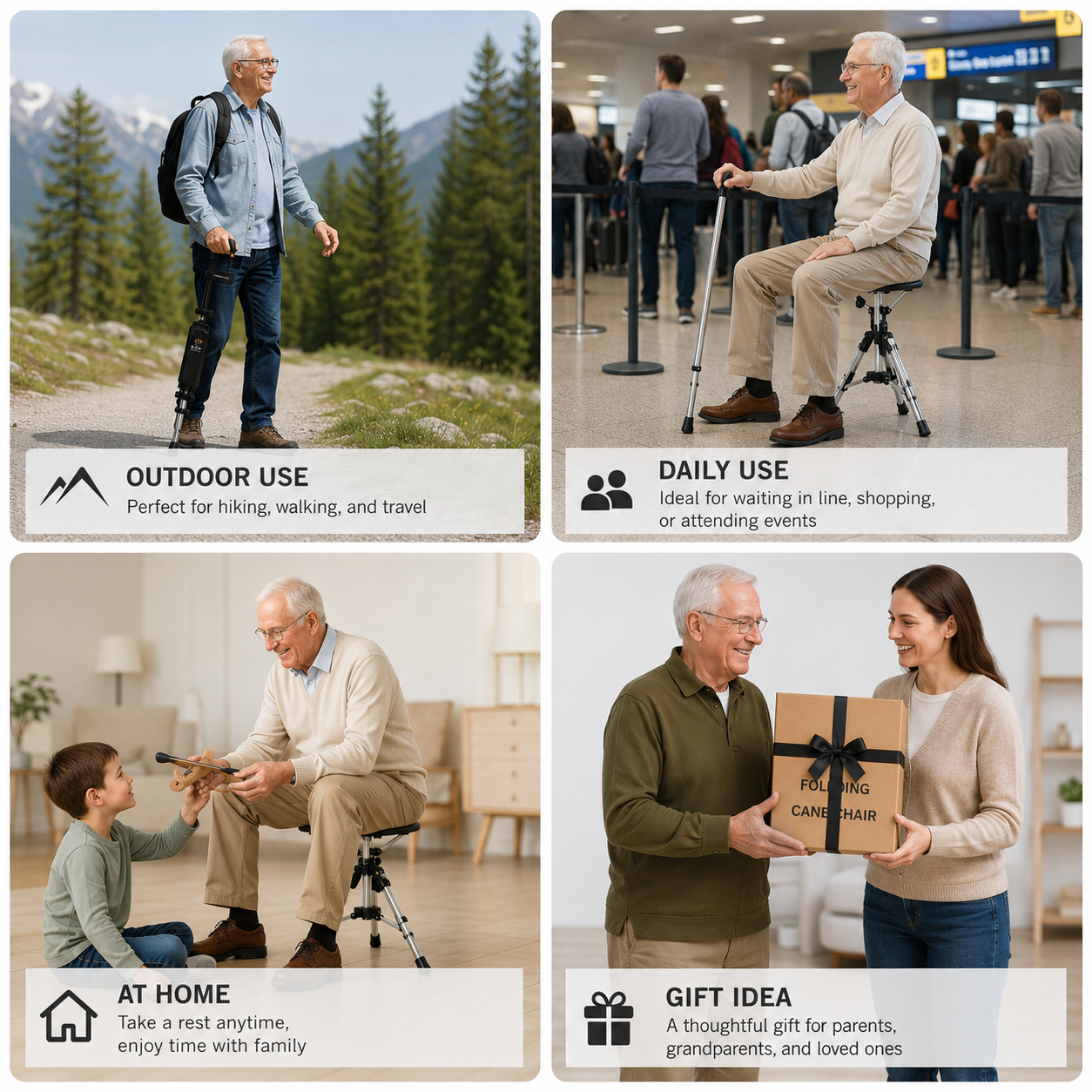 Final Day: 🪑2-in-1✨ Folding Walking Cane Chair – Safe & Portable Seat for Seniors 💖-last 3 hours