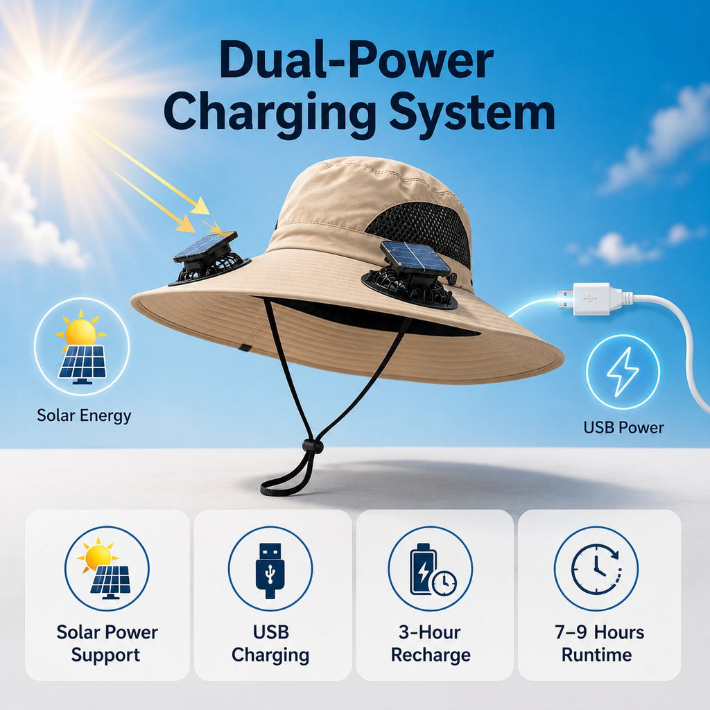 🔥LAST DAY 49% OFF - ☀️ Solar Cooling Fan Hat – Beat The Heat Instantly 🧢❄️ | Hands-Free Turbo Airflow 5000RPM 🌬️